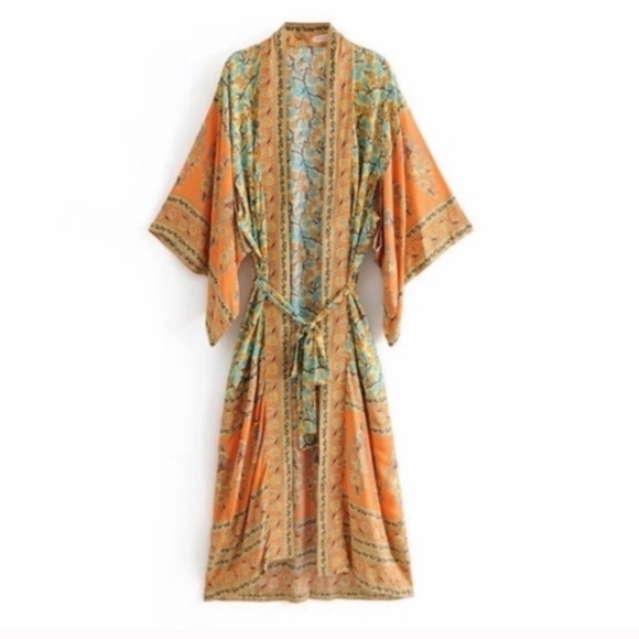SOLD OUT Golden Fields Boho Kimono Wrap Robe - Picture 2 of 6